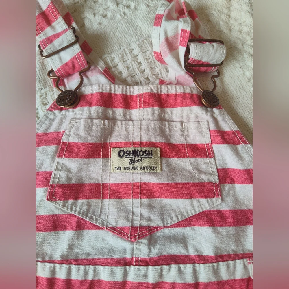 Oshkosh B'Gosh Pink Striped Overalls Dress 3T